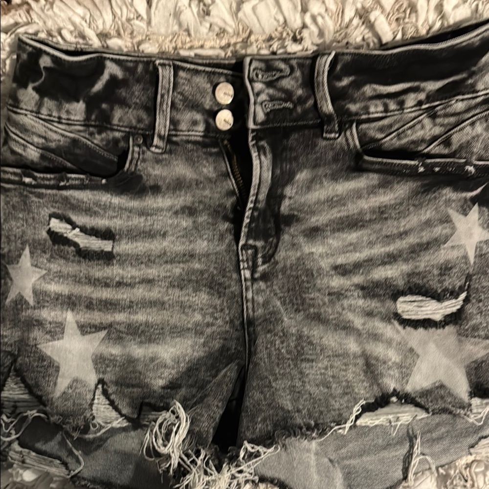 Gray Star-Patterned Distressed Jeans - image 2
